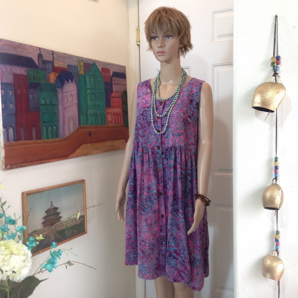 Gorgeous Empire Hawaii Dress Dye Purple Pink Turq